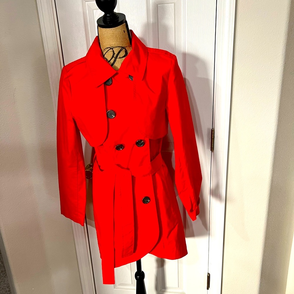 NWOT CAbi red trench coat/ bolero and dress/vest. Style 334. Medium. Never worn